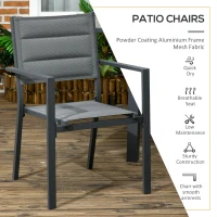 Outsunny Set de Gradina din Aluminiu 7 Piese cu Masa Dreptunghiulara Extensibila si 6 Scaune de Exterior cu Sezuta din Plasa Respirabila, Gri(m-6)