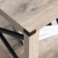 HOMCOM Mesa de Centro Mesa Auxiliar Estilo Industrial com Prateleira Inferior Estrutura em Forma de X Bordas Protetoras 102x56x45,5cm Carvalho e Preto(m-3)