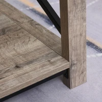 HOMCOM Mesa de Centro Mesa Auxiliar Estilo Industrial com Prateleira Inferior Estrutura em Forma de X Bordas Protetoras 102x56x45,5cm Carvalho e Preto(m-4)