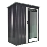 Outsunny 5 x 3ft Garden Storage Shed with Sliding Door and Sloped Roof Outdoor Equipment Tool Backyard, Black(m-1)