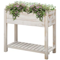 Outsunny Elevated Wooden Planter Garden Grow Box with 2 tiers, 4 Pockets(m-11)