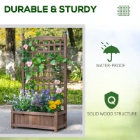 Outsunny Wooden Raised Garden Bed With Trellis Climbing Vines Indoor & Outdoor Display Rack  64 x 28 x 120 cm(m-4)