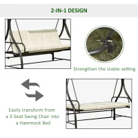 Outsunny 196L x 117D x 178H cm Swing Chair-Beige/Black(m-5)
