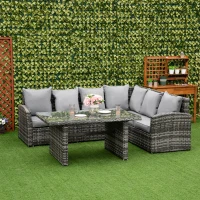 Outsunny 3 PCS Outdoor Dining Sets All Weather Rattan Sofa Furniture for Backyard Garden(m-10)