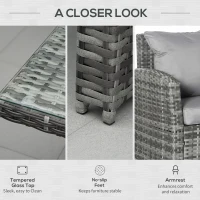 Outsunny 3 PCS Outdoor Dining Sets All Weather Rattan Sofa Furniture for Backyard Garden(m-6)