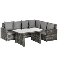 Outsunny 3 PCS Outdoor Dining Sets All Weather Rattan Sofa Furniture for Backyard Garden(m-1)