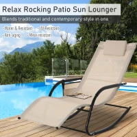 Outsunny Breathable Mesh Rocking Chair for Indoor & Outdoor Recliner Seat w/ Headrest(m-4)