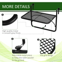 Outsunny Adjustable Balcony Hanging Rail Table Mini Wall Desk Drink Holer - Black(m-6)