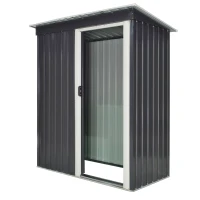 Outsunny 5 x 3ft Garden Storage Shed with Sliding Door and Sloped Roof Outdoor Equipment Tool Backyard, Black(m-11)