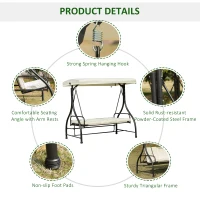 Outsunny 196L x 117D x 178H cm Swing Chair-Beige/Black(m-6)