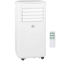 HOMCOM Ar Condicionado Portátil 9000BTU 1010W Refrigerador Ventoinha Desumidificadorc om Ecrã LED  e Temporizador 35,3x35x72,5 cm Branco(m-1)