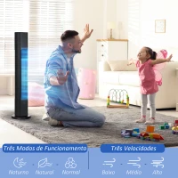 HOMCOM Ventoinha de Coluna com Controlo Remoto Oscilação de 75° Temporizador 3 Velocidades 3 Modos Silencioso Ø18x78,5 cm Preto(m-4)