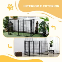 PawHut Parque para Cães de 6 Painéis com Largura Ajustável e Estrutura de Aço 82,5-150x79x101 cm Preto(m-6)