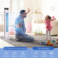 HOMCOM Ventoinha de Coluna 45 W com Oscilação Controlo Remoto Temporizador de 12h 3 Velocidades 3 Modos Ø31,5x93 cm Branco(m-4)