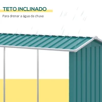 Outsunny Abrigo para Lenhas de Aço Galvanizado com Teto Inclinado para Jardim Varanda Pátio 240x86x160 cm Verde(m-6)