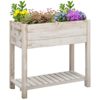Outsunny Elevated Wooden Planter Garden Grow Box with 2 tiers, 4 Pockets(m-1)