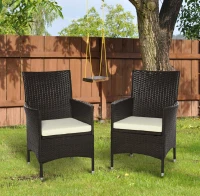 Outsunny 2 PC Rattan Chairs Set-Dark Coffee(m-11)