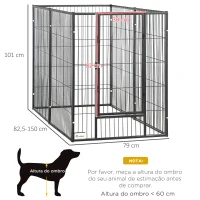 PawHut Parque para Cães de 6 Painéis com Largura Ajustável e Estrutura de Aço 82,5-150x79x101 cm Preto(m-3)