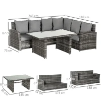 Outsunny 3 PCS Outdoor Dining Sets All Weather Rattan Sofa Furniture for Backyard Garden(m-3)