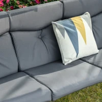 Outsunny 3 Seater Garden Swing Chair with Adjustable Canopy, Cushion and Coffee Tables for Outdoor Patio Garden Grey(m-9)