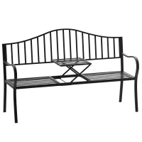 Outsunny Outdoor Deluxe Metal Frame Patio Park Garden Bench Middle Table(m-1)