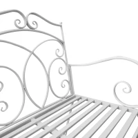 Outsunny 2-Seater Iron Rocking Chair Garden Loveseat Bench for Patio Porch Balcony Milk White(m-6)