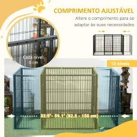 PawHut Parque para Cães de 6 Painéis com Largura Ajustável e Estrutura de Aço 82,5-150x79x81 cm Preto(m-5)