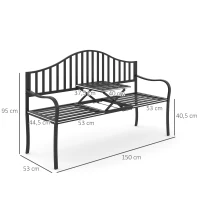 Outsunny Outdoor Deluxe Metal Frame Patio Park Garden Bench Middle Table(m-3)
