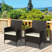 Outsunny 2 PC Rattan Chairs Set-Dark Coffee(m-2)