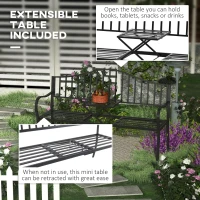 Outsunny Outdoor Deluxe Metal Frame Patio Park Garden Bench Middle Table(m-4)