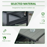 Outsunny 5-Piece L-shaped Garden Furniture Set, Aluminium Conversation Set, Corner Sofa Set with Coffee Table End Table Cushions, Grey Frame(m-6)