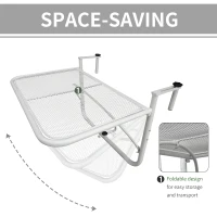 Outsunny Adjustable Balcony Hanging Rail Table Mini Wall Desk Drink Holer - White(m-5)