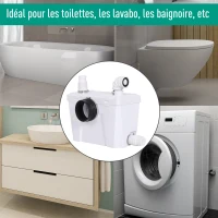 HOMCOM Broyeur sanitaire WC pompe de relevage 500 W silencieux compact accessoires inclus blanc(m-5)