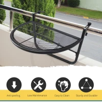 Outsunny Balcony Hanging Rail Coffee Table Mini Storage Rack Flower Stand(m-7)