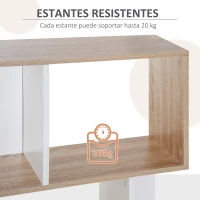HOMCOM Estantería en Forma de S Alta con 5 Estantes Diseño Moderno para Salón Oficina 60x24x184,5cm Blanco y Madera(m-5)