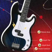 SPORTNOW Bas Electric 4 Corzi cu Amplificator 15W, Geanta, Curea de Umar si Pene Culoare Albastru Inchis(m-5)