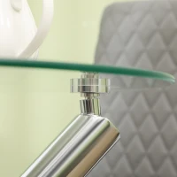HOMCOM  Masa rotunda pentru 2-4 persoane, masa de bucatarie moderna cu blat din sticla cu picioare de otel, Φ80cm(m-9)