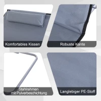 Mata plażowa Outsunny, zestaw 2 szt., Składany materac plażowy, mata do opalania, wysokość 5, z torbą do przenoszenia, stal, 134 x 48 x 36-45 cm(m-7)