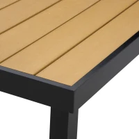 Outsunny Table de jardin rectangulaire pour 8 personnes en aluminium table de salle à manger extétieur plateau PE à lattes(m-9)
