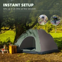 Outsunny Cort pentru Camping Pop-Up pentru 4 Persoane cu Geanta pentru Transport, Carlige pentru Lampa si Buzunare pentru Depozitare, 210x210x135cm(m-4)