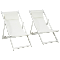 Outsunny Set 2 Scaune Fotoliu Sezlong pentru Exterior, Pliabile si Rabatabile, din Aluminiu, 96.5 x 58 x 91.5cm, Bej