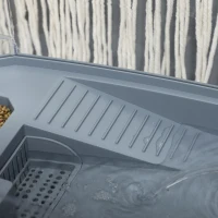 PawHut Kit terariu pentru tesoasa, Acvariu pentru testoasa cu platforma de incalzire, pompa de apa, vedere completa a habitatului reptilei,usor de curatat si schimbat apa, zona multi-functionala, alb(m-8)