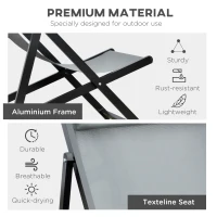 Outsunny Set 2 Scaune Fotoliu Sezlong pentru Exterior, Pliabile si Rabatabile, din Aluminiu, Gri, 96.5 x 58 x 91.5cm(m-6)