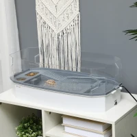 PawHut Kit terariu pentru tesoasa, Acvariu pentru testoasa cu platforma de incalzire, pompa de apa, vedere completa a habitatului reptilei,usor de curatat si schimbat apa, zona multi-functionala, alb(m-2)