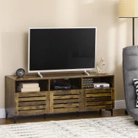 HOMCOM Comoda TV pentru televizoare cu diagonala de pana la 65'', consola TV cu sertar, usi si rafturi de depozitare pentru sufragerie, dormitor, maro rustic(m-2)