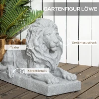 Outsunny Rzeźba Lwa, Figurka do Ogrodu, Odporna na Warunki Pogodowe, Szara(m-4)