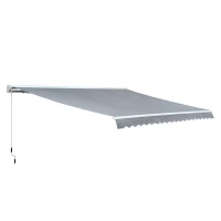 Outsunny Luifel aluminium luifel aluminium knikarmluifel 4,5 x 3 m zonwering balkon grijs(m-10)