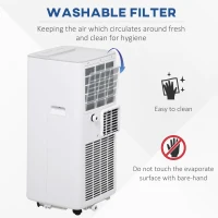 HOMCOM 5000 BTU Portable Air Conditioner, 4-in-1 Air Conditioning Unit, Dehumidifier, Cooling Fan with Remote Control, 2 Speeds, 24H Timer, Window Venting Kit, 12m², R290, A Energy Efficiency(m-7)