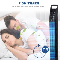 HOMCOM 36'' Freestanding Tower Fan, 3 Speed 3 Mode, 7.5h Timer, 70 Degree Oscillation, LED Panel, 5M Remote Controller, Black(m-7)