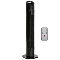 HOMCOM 31" Freestanding Tower Fan, 3 Speed 3 Mode, 7.5H Timer, Oscillating, LED Panel, Remote Control, 31 Inch Standing Fan, Black(m-1)